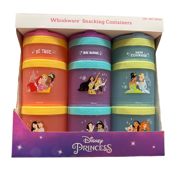 NIB Disney Princess Whiskware Snack Containers Pack of 3 - Picture 1 of 5